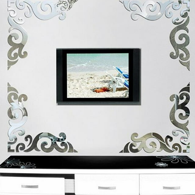 PEONAVET Stickers Corner Line Acrylic Mirror Wall Stickers Diy