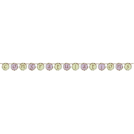 parenthood baby shower 5.5 ribbon circle banner - each, congratulations