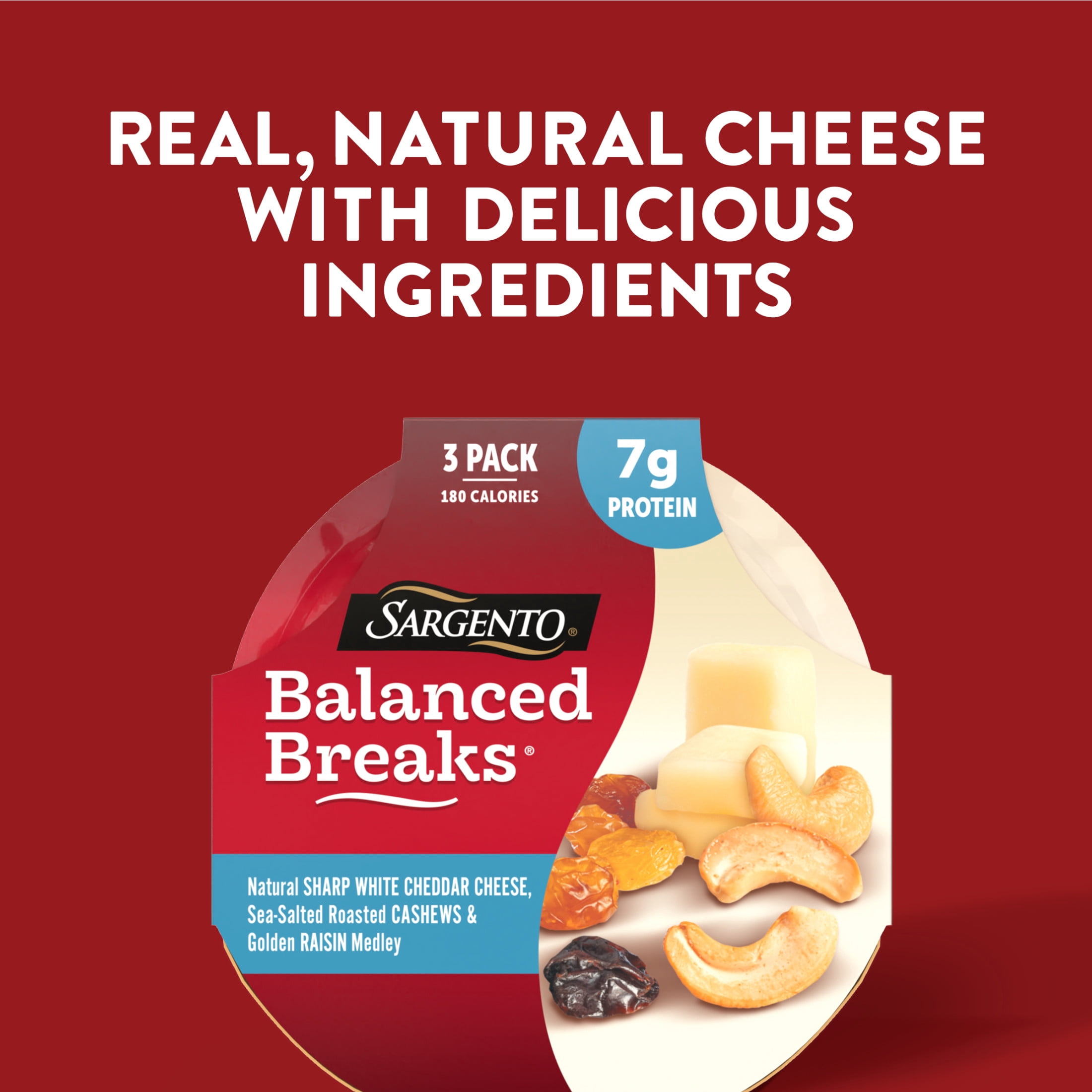 Sargento® Balanced Breaks® Sharp White Cheddar Cheese, Cashews & Golden Raisins Snack Kits