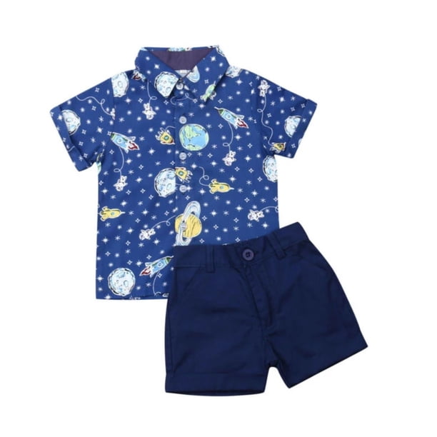 Conjunto Camisa y Short Para Niño COCO PAU Galaxia Azul