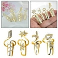 thumbnail image 3 of Paquete de 4 anillos de cubierta de protección de uñas de aleación ajustable con de imitación de cristal para Ladies dorado, 3 of 8