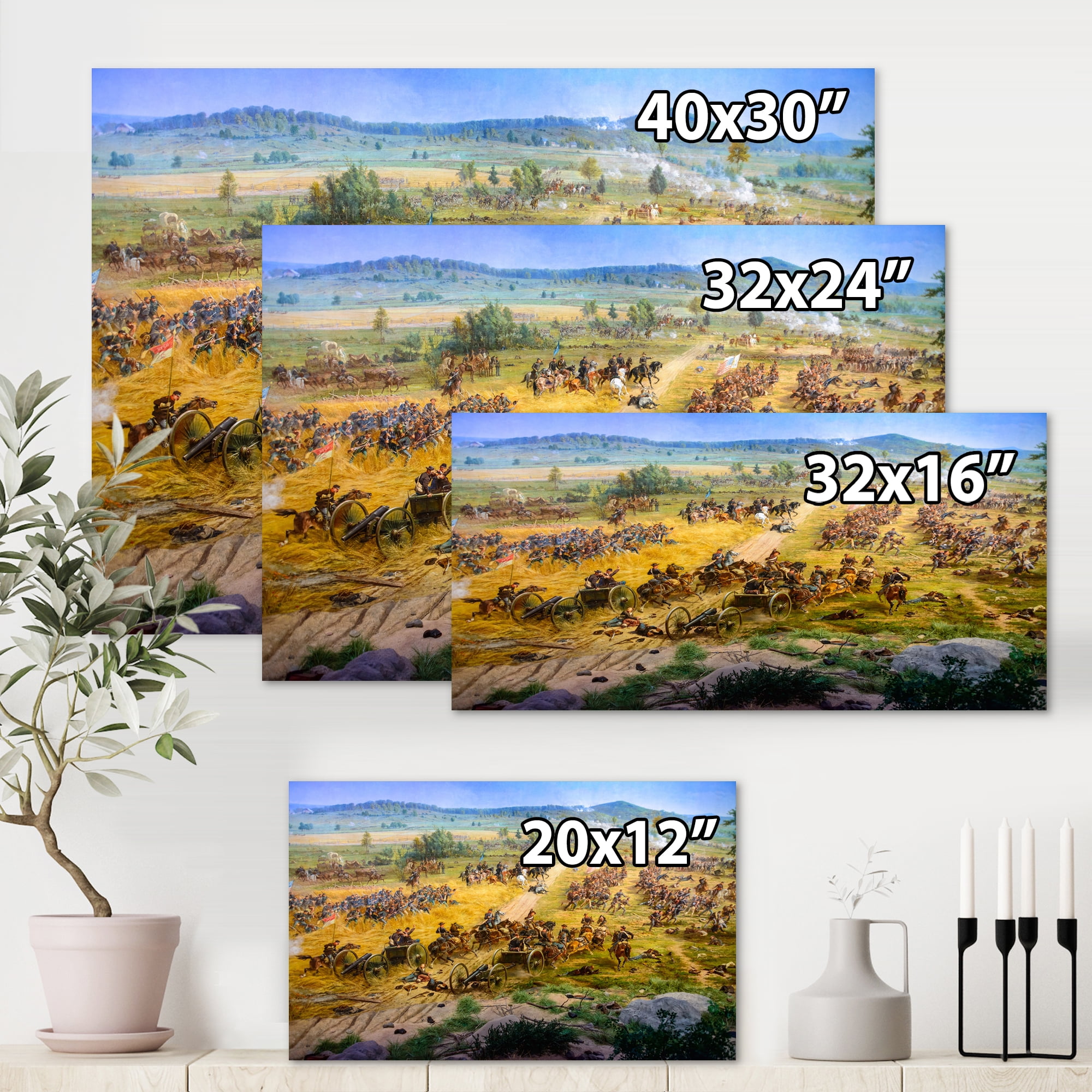 Designart ' Historical Gettysburg National Military Park ' Vintage Canvas Wall Art Print