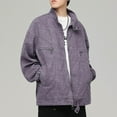 thumbnail image 4 of Maoxin Mens Jacket American Retro Solid Color Zipper Pocket Fashionable Casual Men Jacket Fall And Winter Loose Long Sleeved Hooded Denim Jacket Spring/Autumn Clothing Purple M, 4 of 8