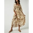 thumbnail image 3 of ZAXARRA Robe Florale Femme Ligne A Volants Col Carré Manches 3/4 Robe Longue de Soirée pour Plage Cocktail Boîte de Nuit Mode Urbaine, 3 of 6