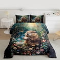 thumbnail image 2 of Feelyou Kawaii Otter Queen Comforter Set, Jungle Groovy Flower Bedding Comforter Set, 3pcs, 2 of 8