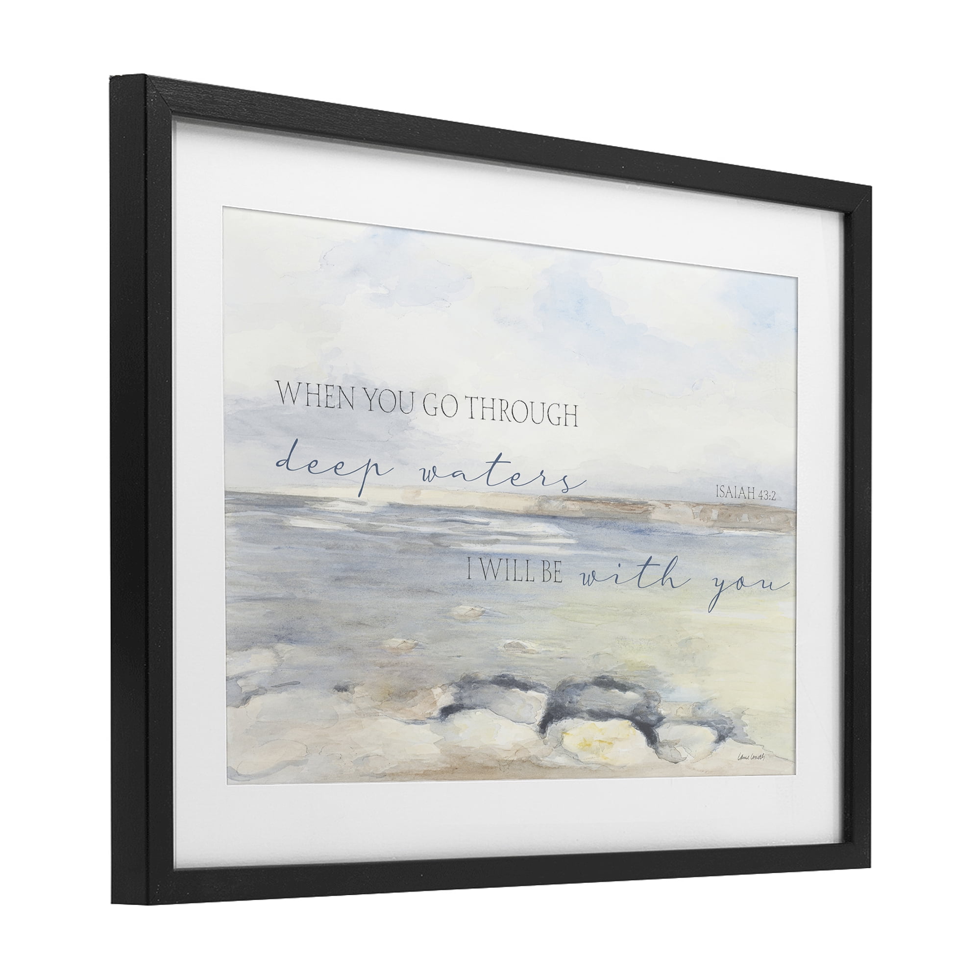 Stupell Industries Deep Waters Isaiah 43:2 Black Framed Print Under Glass, design by Lanie Loreth