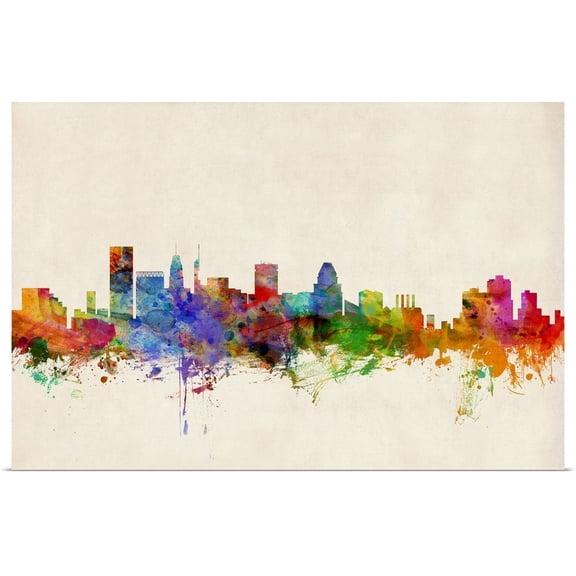 Great BIG Canvas | "Baltimore Maryland Skyline" Art Print - 36x24