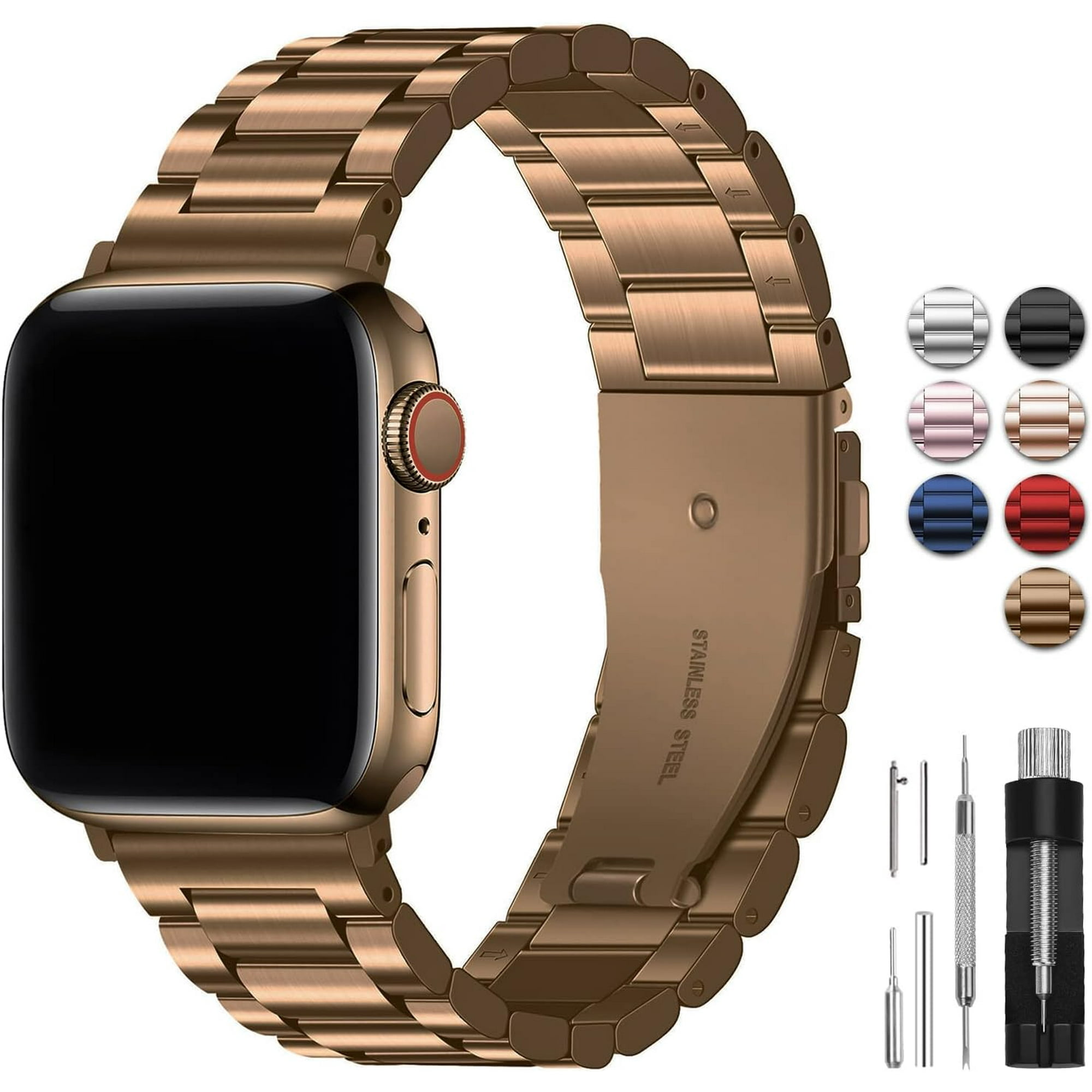 F Compatible For Apple Watch Band 38mm 40mm 41mm 42mm 44mm 45mm Stainless Steel iWatch Band with Case For Apple Watch Series 8 7 6 5 4 3 2 1 iWatch