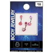 Body Jewelry 14G Assorted Pink Belly Rings, 3 Pack