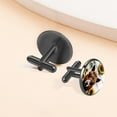 thumbnail image 6 of PhooArto Men's Classic Stainless Steel, Wooden Board Sunflower Alpaca Cufflinks Business Wedding Shirts, Black, 6 of 6