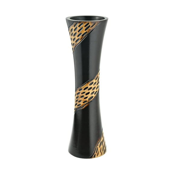 AeraVida Unique 14 Inch Spotted  Spiral 2-Tone Brown Mango Tree Wooden Vase