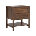 thumbnail image 4 of Joyyskill End Table with 2 Drawers, Farmhouse Nightstand with Open Shelf, Modern Bedside Cabinet Side Table Night Stand for Bedroom, Brown, 4 of 6