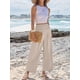 thumbnail image 4 of Pantalones Palazzo ANRABESS para mujer, cintura alta, pierna ancha, color almendra, 4 of 6