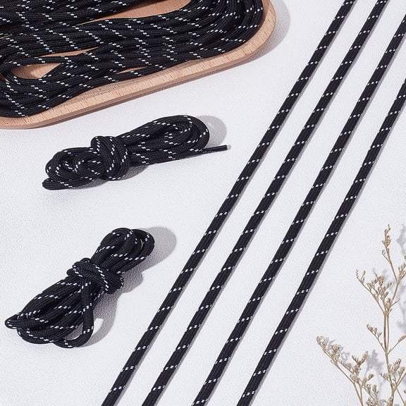 10Pcs Polyester Cord Shoelace Black Replacement Shoelaces Flat Shoe Laces Shoe Accessories for Sneakers Athletic Running Strings