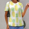 thumbnail image 6 of Lunarable Pineapple Womens Tops Women's Fashion Casual Short Sleeve Flower Print Round Neck Pullover Top Blouse, 6 of 6
