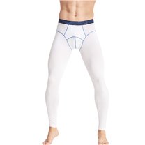 Fengqque Men's Autumn Winter Cold Protection Suit Warm Long Trousers Skinny Thin Warm Pants Solid Color Mid Waist Leggings