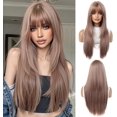 thumbnail image 1 of Yanonmyfd Black Wigs for Women Long Wig with Bangs Natural Straight Wigs Synthetic Hair Heat Resistant Wigs for Daily Party Cosplay Wear, 1 of 38