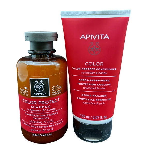Apivita Color Protect Shampoo 8.45 OZ & Conditioner 5.07 OZ Set