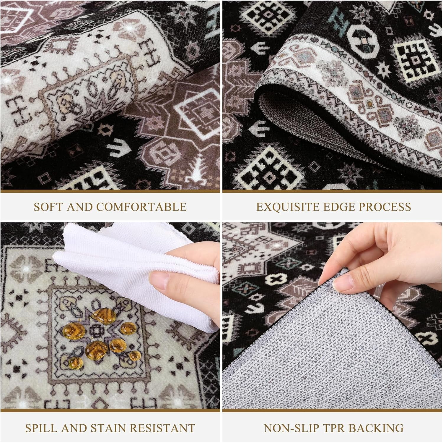 Farmhouse Kitchen Rugs Sets of 3, Kitchen Runner Rugs Non Slip Washable, Boho Kitchen Mats for Floor, Indoor Door Mat Entrance, Laundry Room Rug, Thick Kitchen Floor Mat Carpet