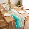 thumbnail image 3 of Table Runner 90 Inches Long for Kitchen Dining, Turquoise Ombre Oceans Dresser Scarf Farmhouse, Dining Table Decorations for Wedding/Parties, Watercolor Summer Coastal Beach Waves 13 x 90 In, 3 of 8