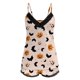 thumbnail image 3 of MKLEKYY Conjunto De 2 Piezas De Camisola Sexy Para Mujer, Pantalones Cortos Con Estampado De Calabaza, Ropa De Dormir Con Encaje Sin Espalda, Lencería Con Ribete, Pantalones Cortos, Traje, 3 of 4