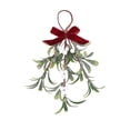 thumbnail image 2 of JJV Mistletoe Christmas Decor, Artificial Mistletoe Hanging Ornament with Velvet Bow and White Berries for Doorway, Glitter Leaf Hanging Holiday Decoration, 2 of 7
