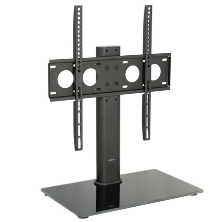 Oval Top Mount - VIVO Black TV Table Top Stand w/ Glass Base | Universal VESA Mount for LCD LED Flat Screens 32