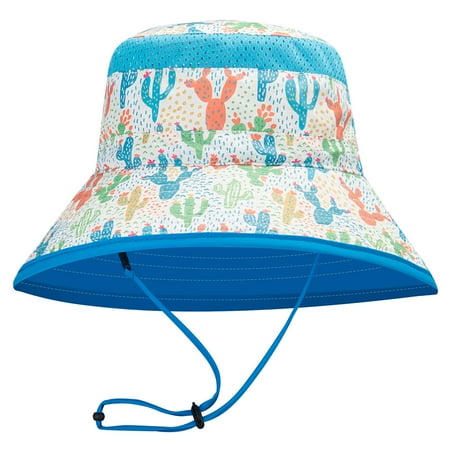 

YWDJ Toddler Kids Summer Hat Cactus Print Outdoor Kids Neck Guard Sun Beach Cap Blue S