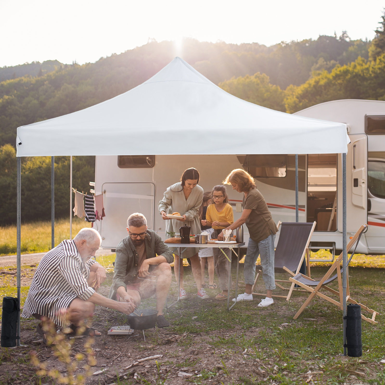 GIANNA 10x10 FT Pop Up Canopy Tent with Slant Legs and Carrying Bag, Easy Setup Outdoor Shelter for Patio, Garden, Beach, White