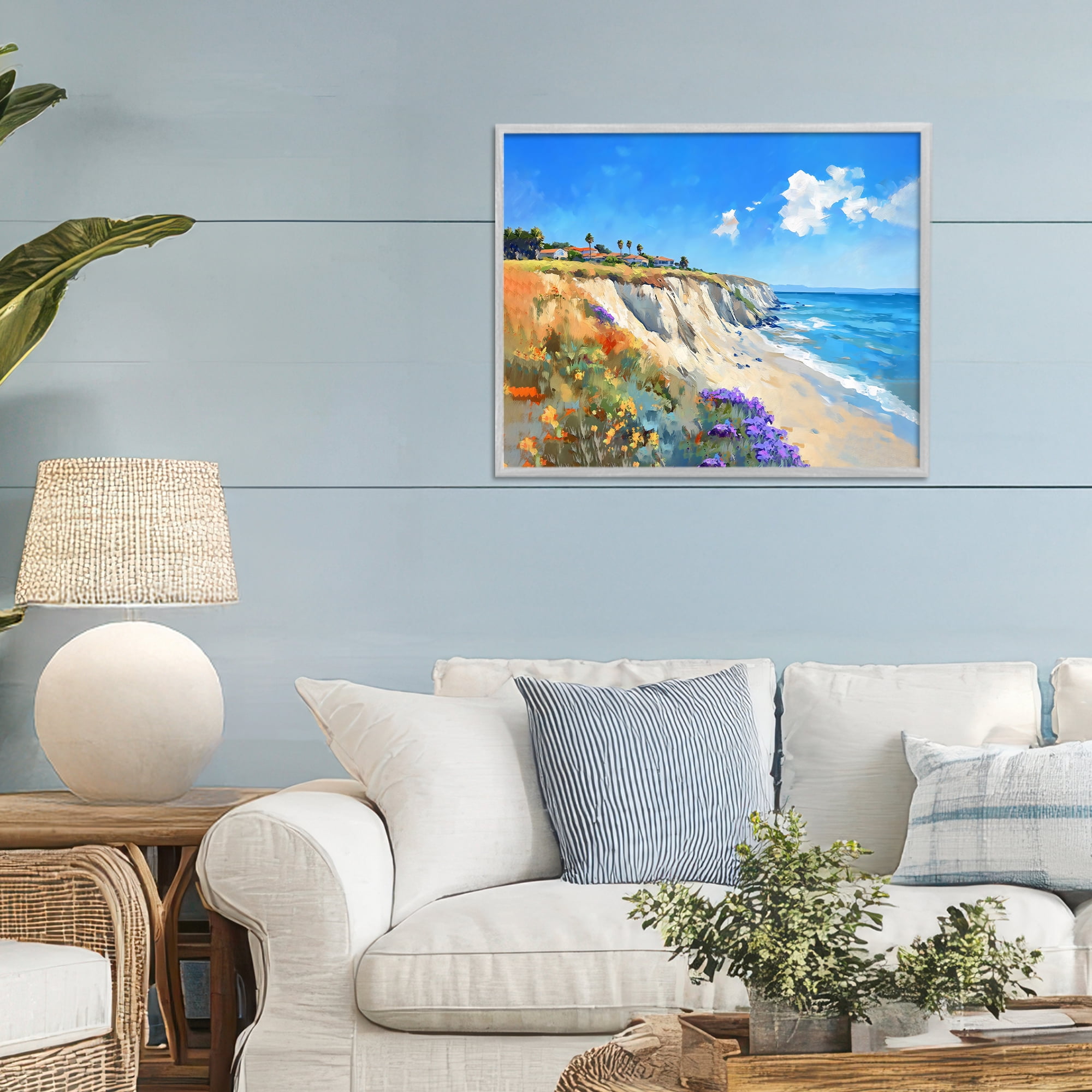Stupell Industries Coastal Wildflower Field Gray Framed Giclee Art, design by The Prints Vibe