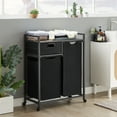 thumbnail image 2 of 3-Compartment Laundry Sorter, Home 2-Tier Laundry Hamper with 1 Drawer and 2 Laundry Sort with Bags, Classify Laundry Basket for Organizing Underwear, Socks and Dark/Light Clothes, Rustic Brown, 2 of 8