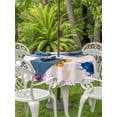 thumbnail image 3 of Outdoor Tablecloths with Umbrella Hole & Zipper, Cute Butterfly Dragonfly Round Tablecloths 60 Inch, Farmhouse Botanical Floral Pink Waterproof Table Cloth, Patio/Pool/Picnic Table Covers, 3 of 8
