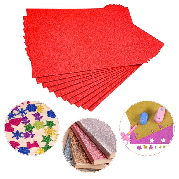 Ganfancp Flash Card Papel Flash Brillante Papel Flash Avanzado A4 (Sin Adhesivo) Ofertas Del Día 10Pcs X (Sin Adhesivo) A4 Cartulina Dorada Papel Cebolla Rojo