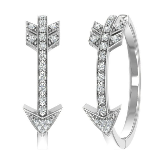 1/4 Carat Diamond Arrow Hoop Earrings in 10K White Gold