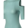 thumbnail image 4 of FashionOutfit Women's Lightweight Solid Stretch Ribbed Turtleneck Open Shoulder Top, 4 of 4