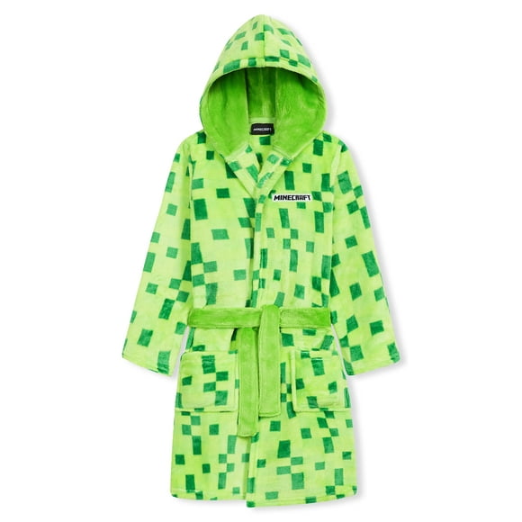 Bata con Capucha de Forro Polar para Niños Minecraft Verde 7-8 Años