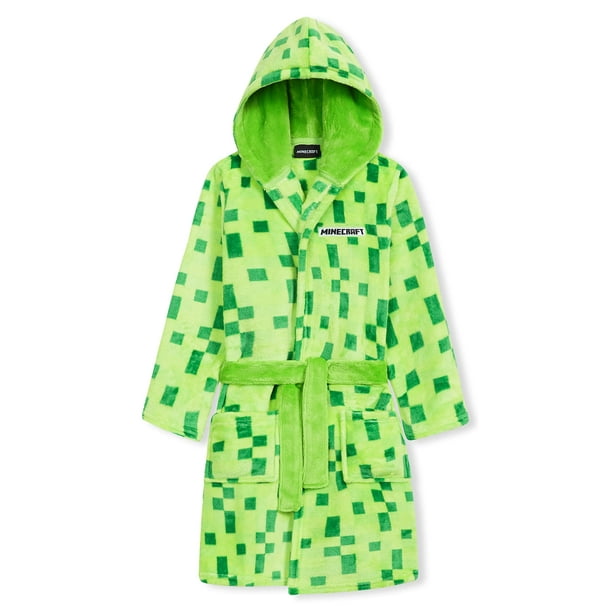 Bata de lana esponjosa de Minecraft para niños de 13 a 14 años, color verde