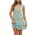thumbnail image 2 of Ovzne Robes d'Été pour Femmes Robe Femme Décontractée et à la Mode Imprimée Col Rond Sans Manches avec Poches Robe Courte Décontractée Robe de Printemps Imprimée en Liquidation, 2 of 7