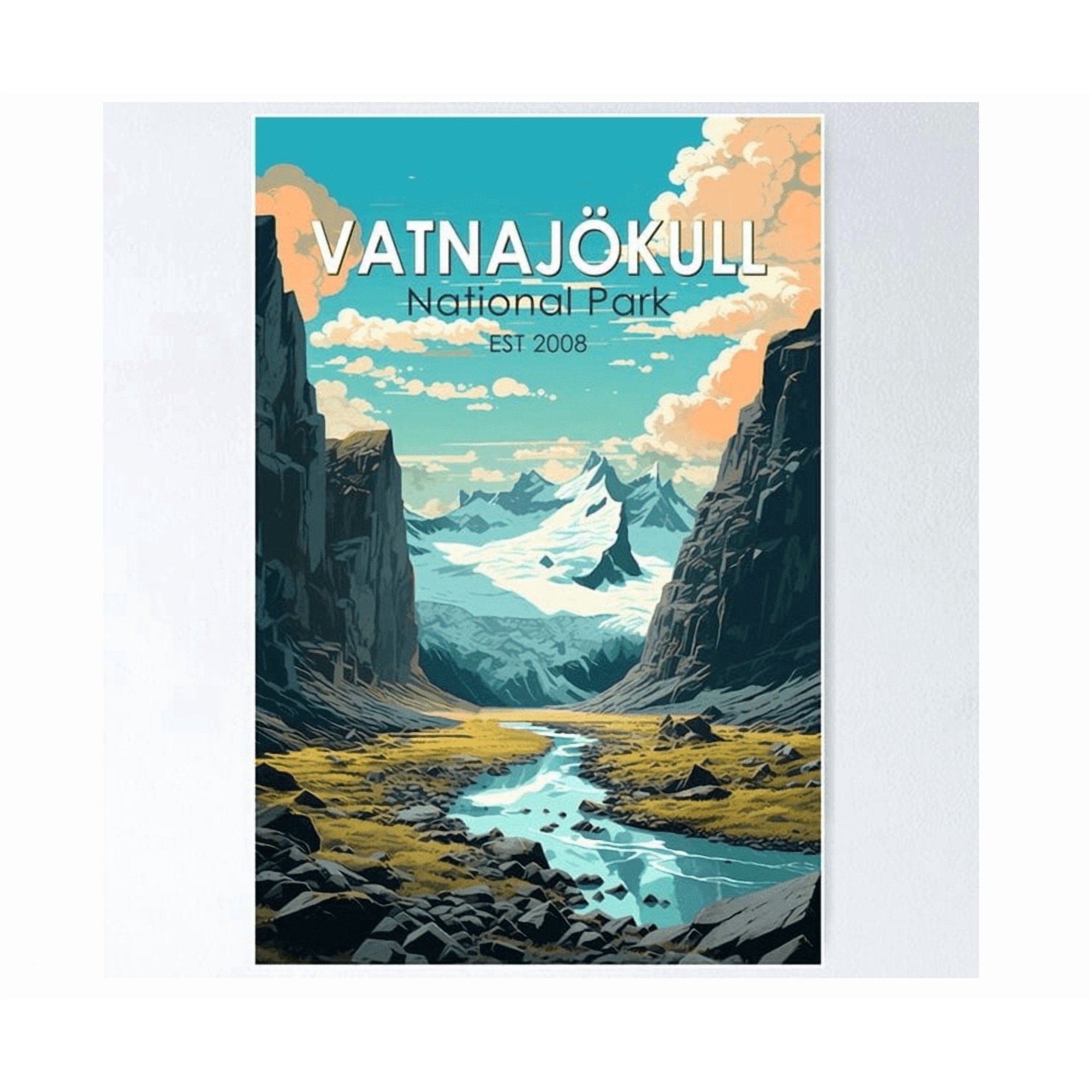 Vatnajokull National Park Iceland Travel Art Vintage Poster Home Decor Office Wall Art