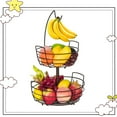 thumbnail image 1 of Auledio 2-Tier Metal Fruit Basket Bowl with Banana Hanger, Detachable Holder for Countertop (Bronze), 1 of 7