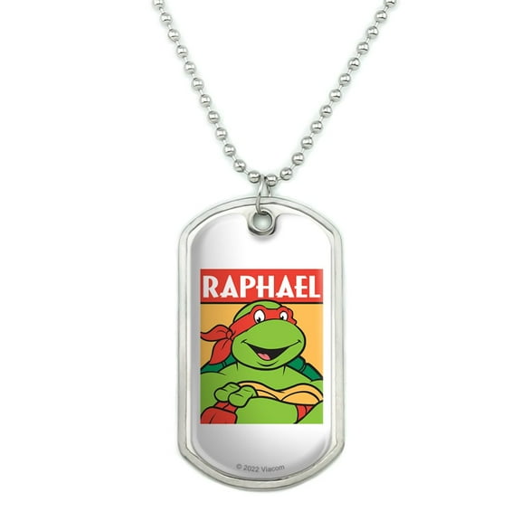 Teenage Mutant Ninja Turtles Raphael Military Dog Tag Pendant Necklace with Chain