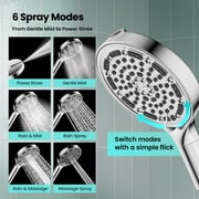 JOMOO Handheld Shower Head, 6 Setting High Pressure Filtered Showehead with Handheld, 6 inch Water Softener Filters Beads for Hard Water Shower Head with Extra Long 71 Stainless Steel Hose (Chrome)