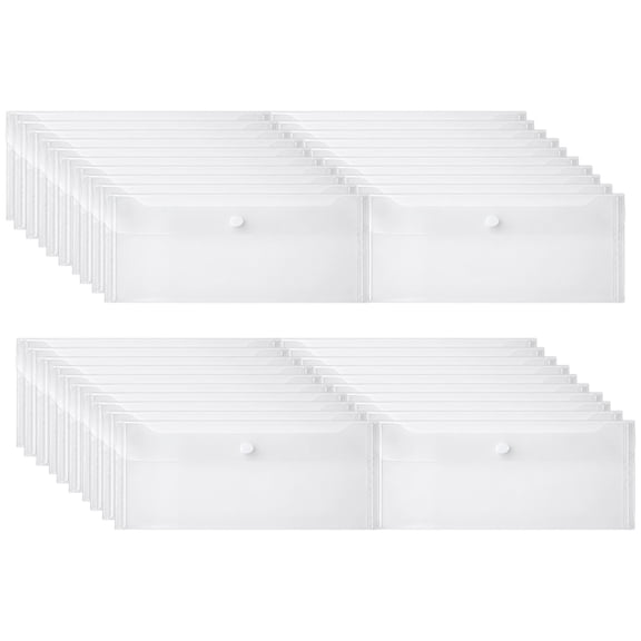 40 Pcs Clear Plastic Envelopes, 9.4 x 3.9 in Envelopes with Snap Closure, A6 Clear File Folders Plastic for Bills, Checks, and Receipts, Waterproof Document Organizers for Office
