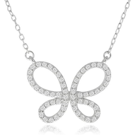 Brinley Co. Women's Micro-Pave CZ Sterling Silver Butterfly Pendant Fashion Necklace