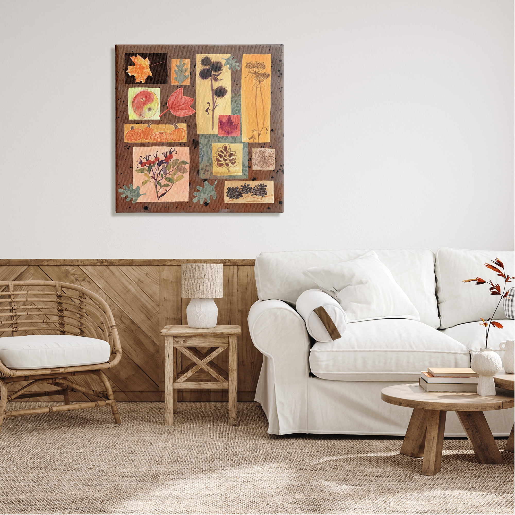 Stupell Industries Autumn Botanicals Pattern Holiday Painting Gallery Wrapped Canvas Art Print Wall Art, 30 x 30