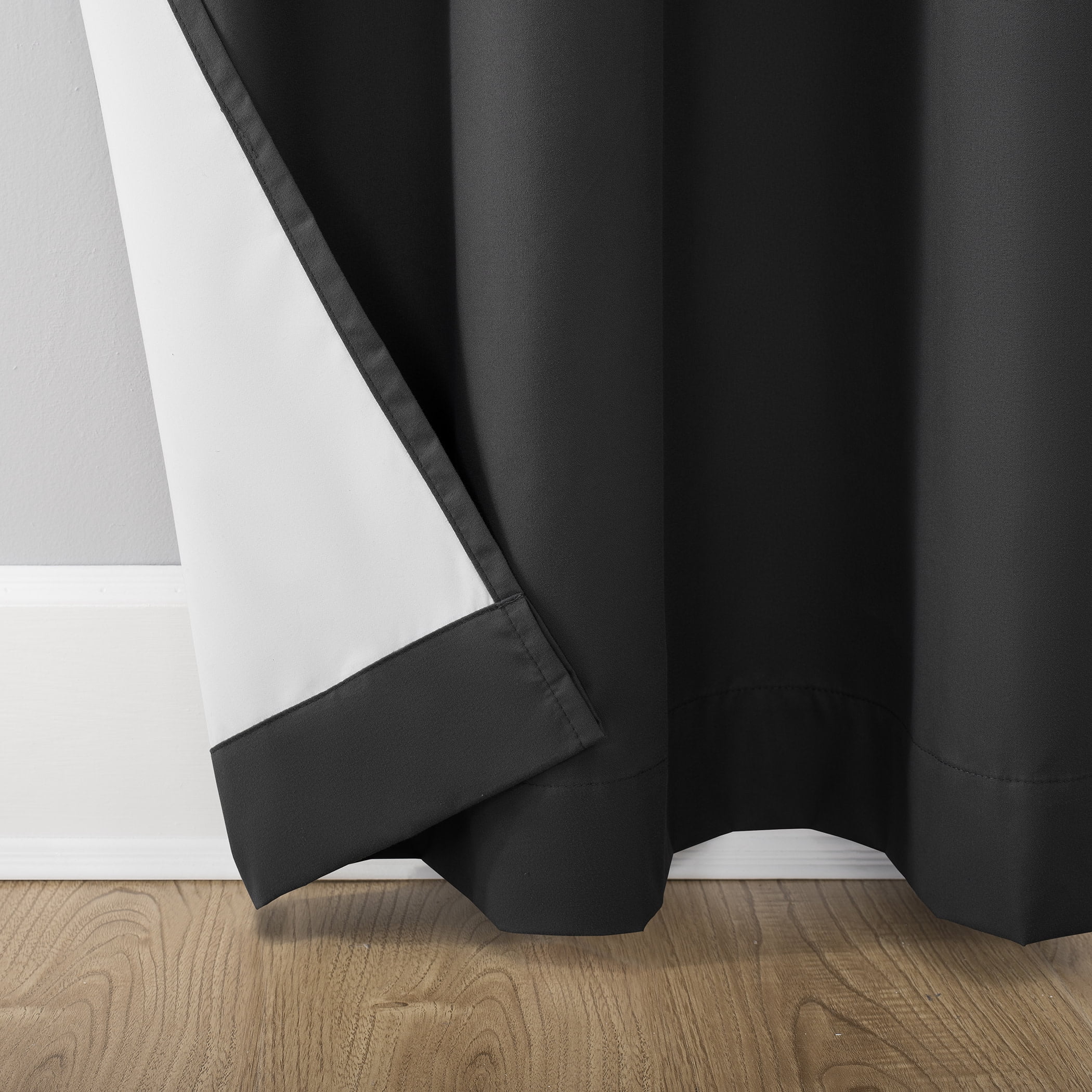 Sun Zero Cyrus 1-Piece  Thermal 100% Blackout  Back Tab/Rod Pocket Curtain Panel, Charcoal, 40”W x 96"L