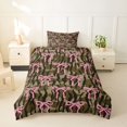 thumbnail image 2 of spefrowx Pink Bow Twin Duvet Cover for Teens, Olive Brown Rustic Camo Twin Bedding, Black Reversible, 2-Piece, 1 Duvet Cover and 1 Pillowcase, 2 of 6