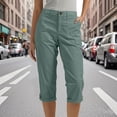 thumbnail image 2 of XAOFW Capri Pants For Women Casual Solid Color Straight Leg Cargo Pants With Button Front For Summer Comfort And Daily Wear Stylish Bottoms S, 2 of 7