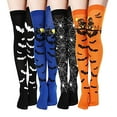 thumbnail image 1 of Bas Roses Chaussettes d'Halloween pour Femmes Filles Imprimé Chauves-Souris Motif Coloré Fantaisie Mignon, 1 of 5