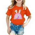 thumbnail image 4 of Easter Shirts Toddler Girls Cartoon Rabbit Short Sleeve Tee for Toddler Round Neck Blouse Tops Funny T-Shirts Toddler To Big Kid Orange,3-4 Years, 4 of 4
